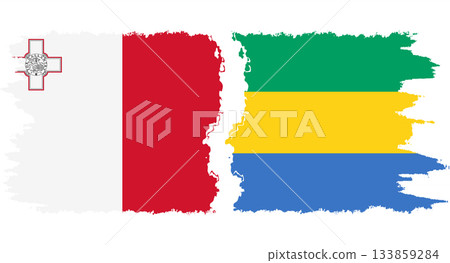 Gabon and Malta grunge flags connection vector 133859284