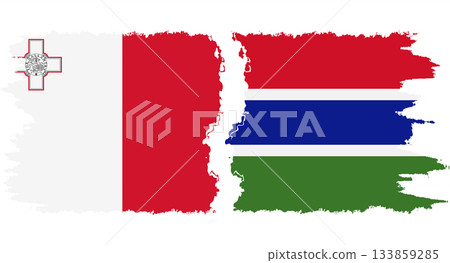 Gambia and Malta grunge flags connection vector 133859285