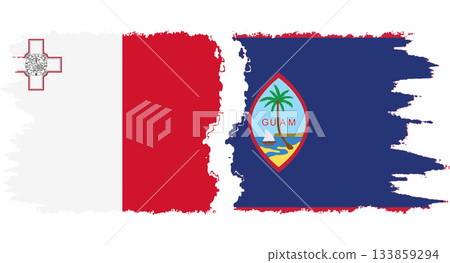 Guam and Malta grunge flags connection vector 133859294