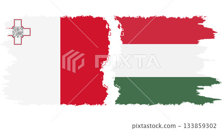 Hungary and Malta grunge flags connection vector Hungary and Malta grunge flags connection vector 133859302