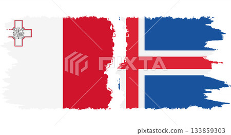 Iceland and Malta grunge flags connection vector 133859303