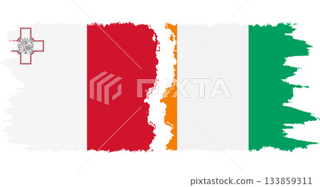 Ivory Coast and Malta grunge flags connection vector Ivory Coast and Malta grunge flags connection vector 133859311