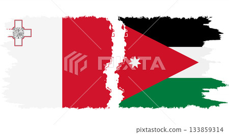 Jordan and Malta grunge flags connection vector 133859314