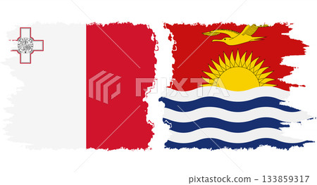 Kiribati and Malta grunge flags connection vector 133859317