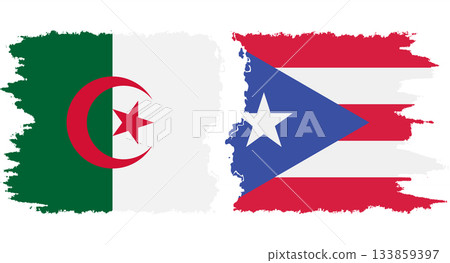 Puerto Rico and Algeria grunge flags connection vector 133859397
