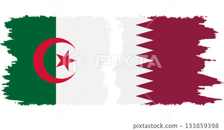 Qatar and Algeria grunge flags connection vector 133859398