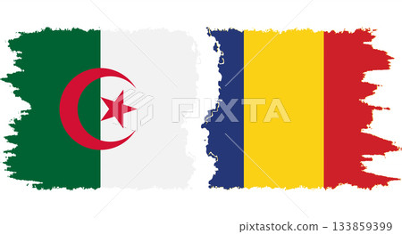 Romania and Algeria grunge flags connection vector 133859399