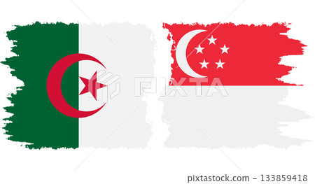 Singapore and Algeria grunge flags connection vector 133859418