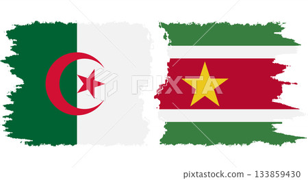 Suriname and Algeria grunge flags connection vector Suriname and Algeria grunge flags connection vector 133859430
