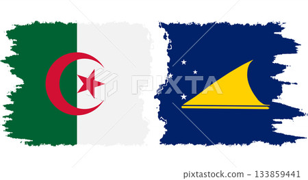 Tokelau and Algeria grunge flags connection vector 133859441