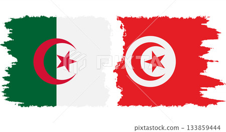 Tunisia and Algeria grunge flags connection vector Tunisia and Algeria grunge flags connection vector 133859444