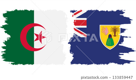 Turks and Caicos and Algeria grunge flags connection vector Turks and Caicos and Algeria grunge flags connection vector 133859447