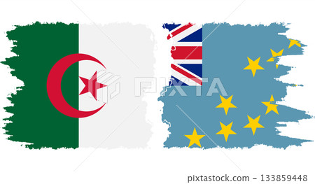 Tuvalu and Algeria grunge flags connection vector Tuvalu and Algeria grunge flags connection vector 133859448