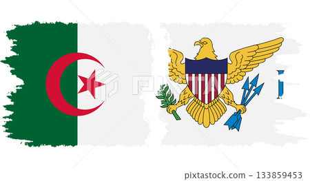 United States Virgin Islands and Algeria grunge flags connection vec 133859453