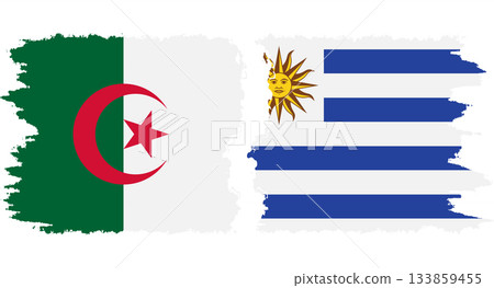 Uruguay and Algeria grunge flags connection vector 133859455