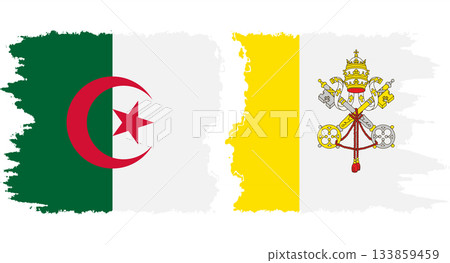 Vatican and Algeria grunge flags connection vector 133859459
