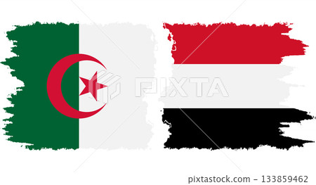 Yemen and Algeria grunge flags connection vector 133859462