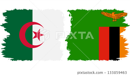 Zambia and Algeria grunge flags connection vector 133859463