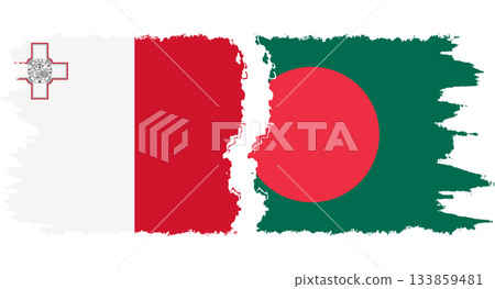Bangladesh and Malta grunge flags connection vector 133859481