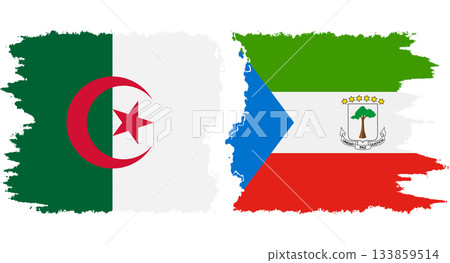Equatorial Guinea and Algeria grunge flags connection vector 133859514