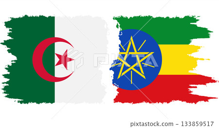 Ethiopia and Algeria grunge flags connection vector 133859517