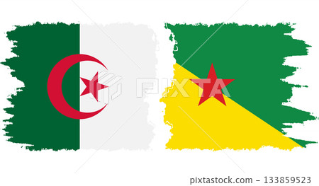 French Guiana and Algeria grunge flags connection vector 133859523