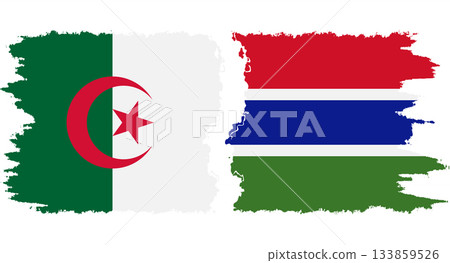 Gambia and Algeria grunge flags connection vector 133859526