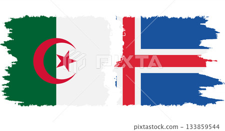 Iceland and Algeria grunge flags connection vector Iceland and Algeria grunge flags connection vector 133859544
