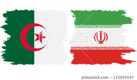 Iran and Algeria grunge flags connection vector 133859547