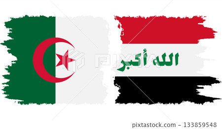 Iraq and Algeria grunge flags connection vector 133859548