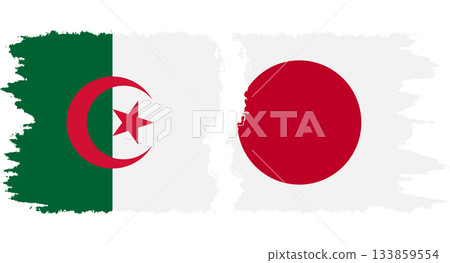 Japan and Algeria grunge flags connection vector 133859554