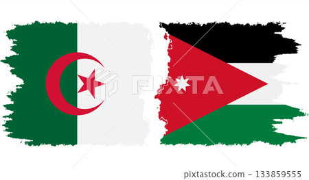 Jordan and Algeria grunge flags connection vector 133859555