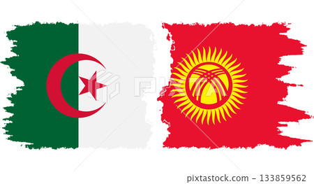 Kyrgyzstan and Algeria grunge flags connection vector Kyrgyzstan and Algeria grunge flags connection vector 133859562