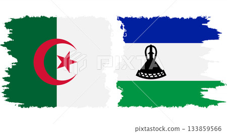 Lesotho and Algeria grunge flags connection vector 133859566