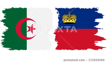 Liechtenstein and Algeria grunge flags connection vector Liechtenstein and Algeria grunge flags connection vector 133859569