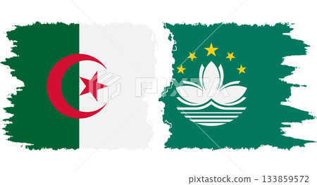 Macau and Algeria grunge flags connection vector Macau and Algeria grunge flags connection vector 133859572