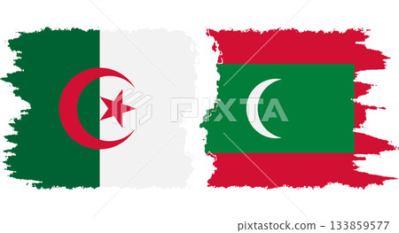 Maldives and Algeria grunge flags connection vector 133859577