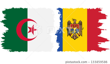 Moldova and Algeria grunge flags connection vector 133859586