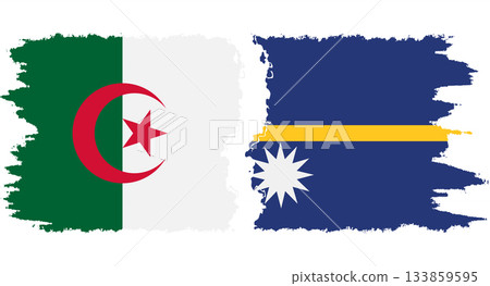 Nauru and Algeria grunge flags connection vector 133859595