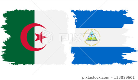 Nicaragua and Algeria grunge flags connection vector Nicaragua and Algeria grunge flags connection vector 133859601