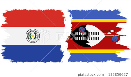 eSwatini and Paraguay grunge flags connection vector eSwatini and Paraguay grunge flags connection vector 133859627