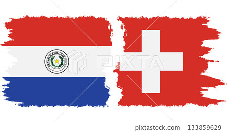 Switzerland and Paraguay grunge flags connection vector 133859629