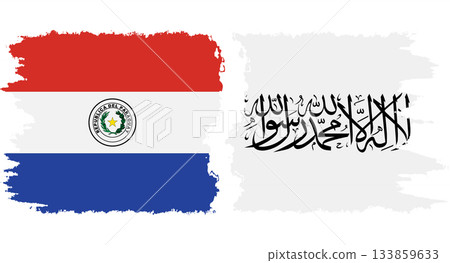 Afghanistan and Paraguay grunge flags connection vector 133859633
