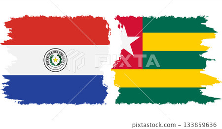 Togolese Republic and Paraguay grunge flags connection vector 133859636