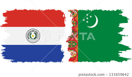 Turkmenistan and Paraguay grunge flags connection vector Turkmenistan and Paraguay grunge flags connection vector 133859642