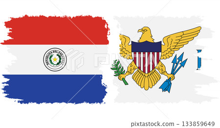 United States Virgin Islands and Paraguay grunge flags connection vector United States Virgin Islands and Paraguay grunge flags connection vector 133859649