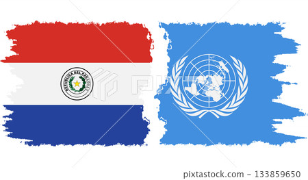UN and Paraguay grunge flags connection vector 133859650