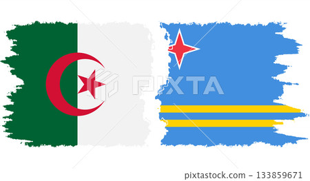 Aruba and Algeria grunge flags connection vector 133859671