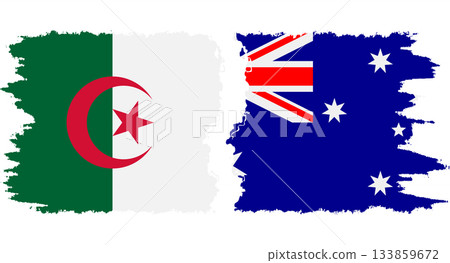 Australia and Algeria grunge flags connection vector 133859672
