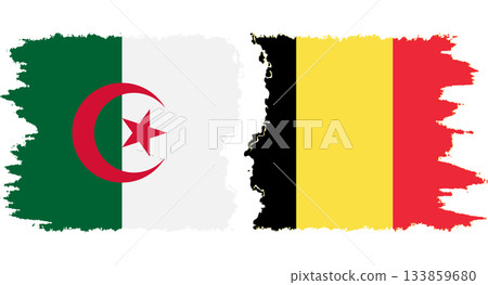 Belgium and Algeria grunge flags connection vector 133859680